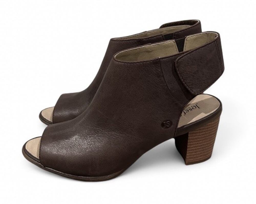 Josef Seibel Bonnie Peep Toe Block Heels Brown Leather 38 US 7.5 NWOB